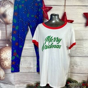 LuLaRoe 2XL Christmas Liv top with TC Christmas leggings